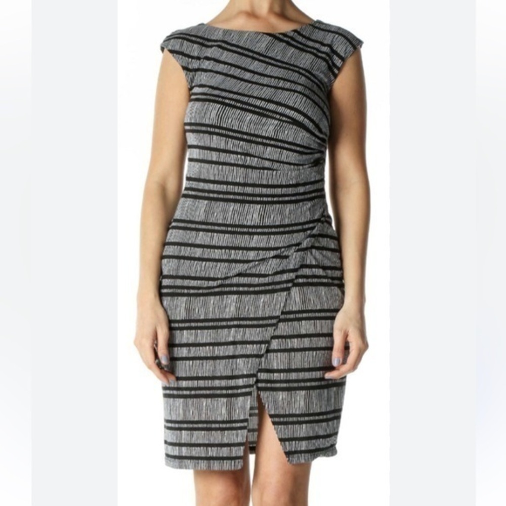 Loft Black and White Striped Dress SP Small Petite S